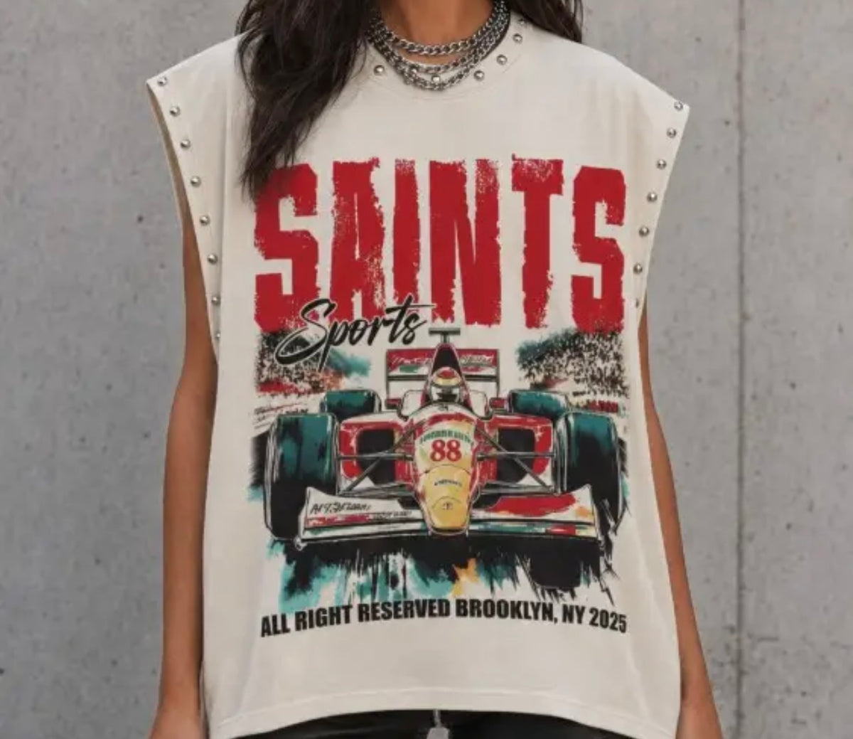 🏁 Saints Oversized Graphic Vest